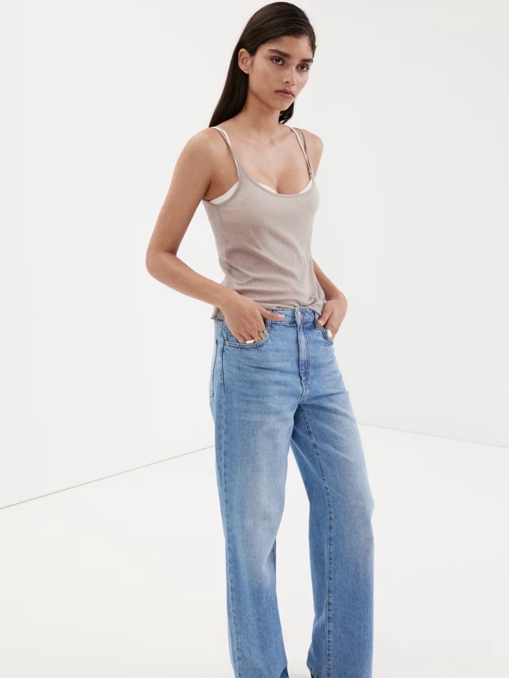 Mango Womens Relaxed Wide Leg Denim